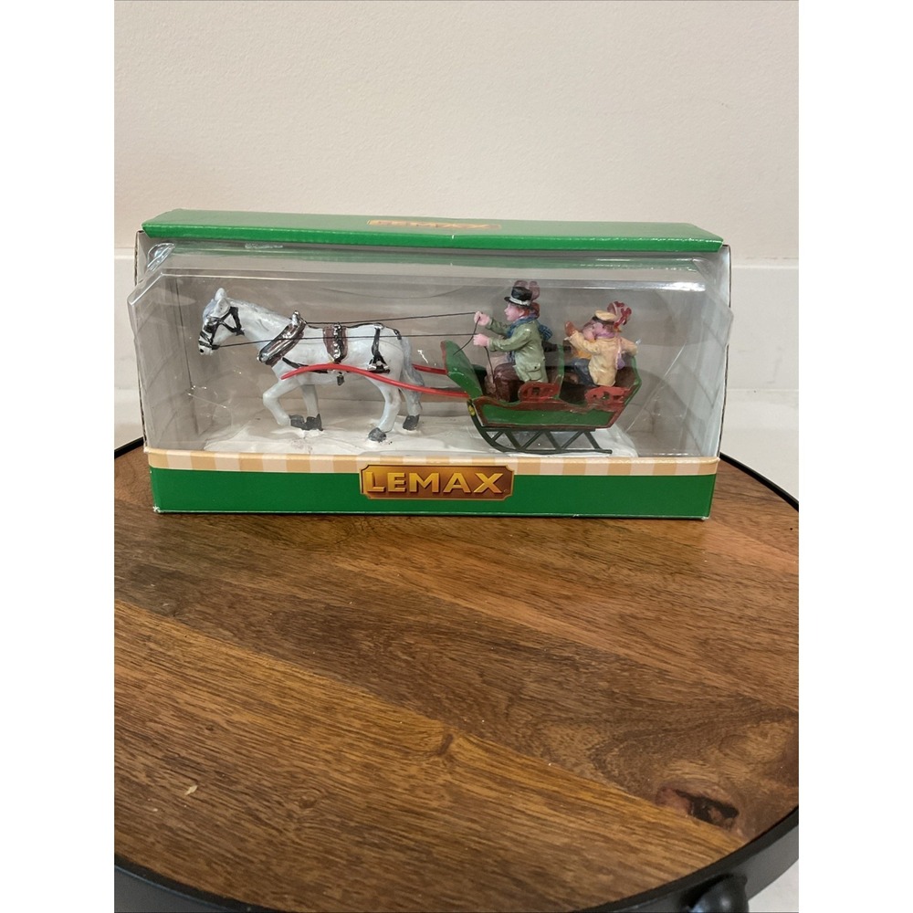 Lemax Village Collection Table Accents ~Family Sleigh Ride 2008 Horse-Christmas